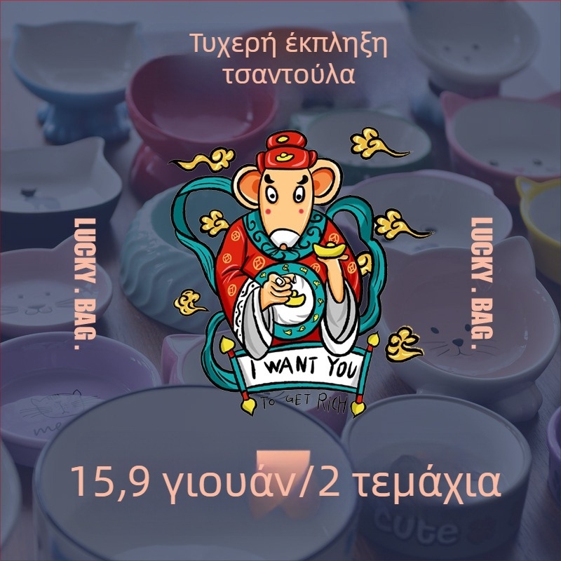 Κεραμικό μπολ κατοικίδιων με σχέδιο καρτούν γάτας και μικρού σκύλου, διπλό μπολ, αντιολισθητικό υπόστρωμα