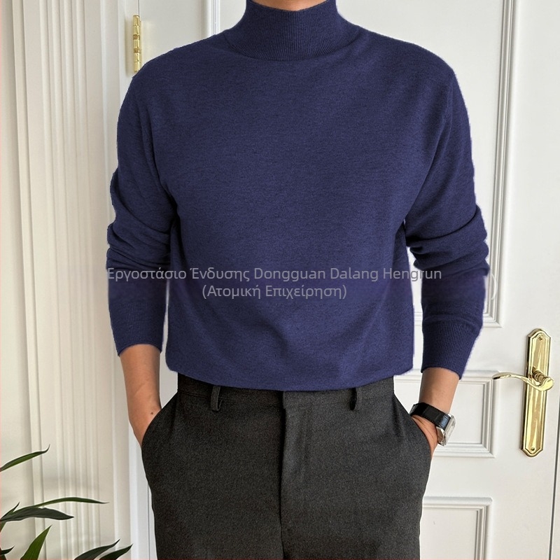 Πουλόβερ - Ημιψηλός λαιμός, υφή με ανάγλυφη επιφάνεια, μακριά μανίκια, μείγμα βαμβακιού με ακρυλικό πυρήνα, υψηλή ελαστικότητα