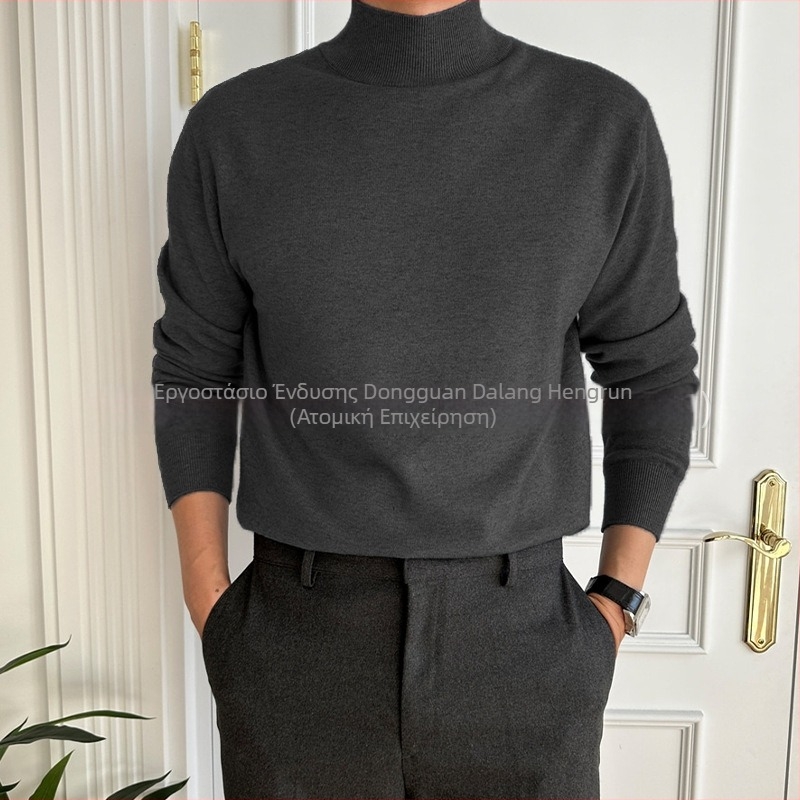 Πουλόβερ - Ημιψηλός λαιμός, υφή με ανάγλυφη επιφάνεια, μακριά μανίκια, μείγμα βαμβακιού με ακρυλικό πυρήνα, υψηλή ελαστικότητα