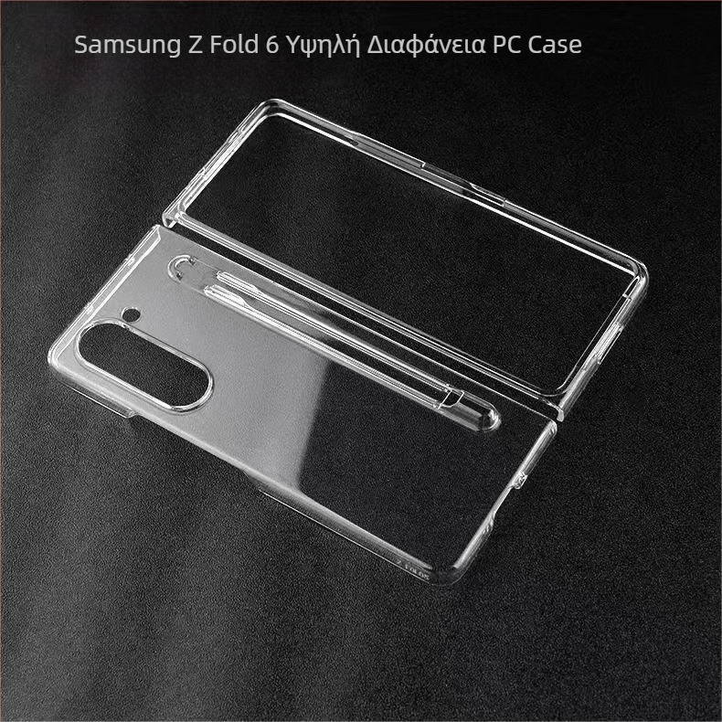 Θήκη flip για Samsung Galaxy Z Fold7, διαφανής γυαλιστερή θήκη από PC με θύρα για στυλό, ανθεκτική σε πτώσεις και αποτυπώματα
