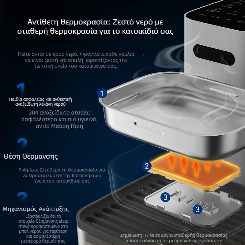 Δοχείο νερού για κατοικίδια με έλεγχο μέσω εφαρμογής, αποσπώμενος σχεδιασμός, κατάλληλο για σκύλους και γάτες, βάρος 1,8 kg