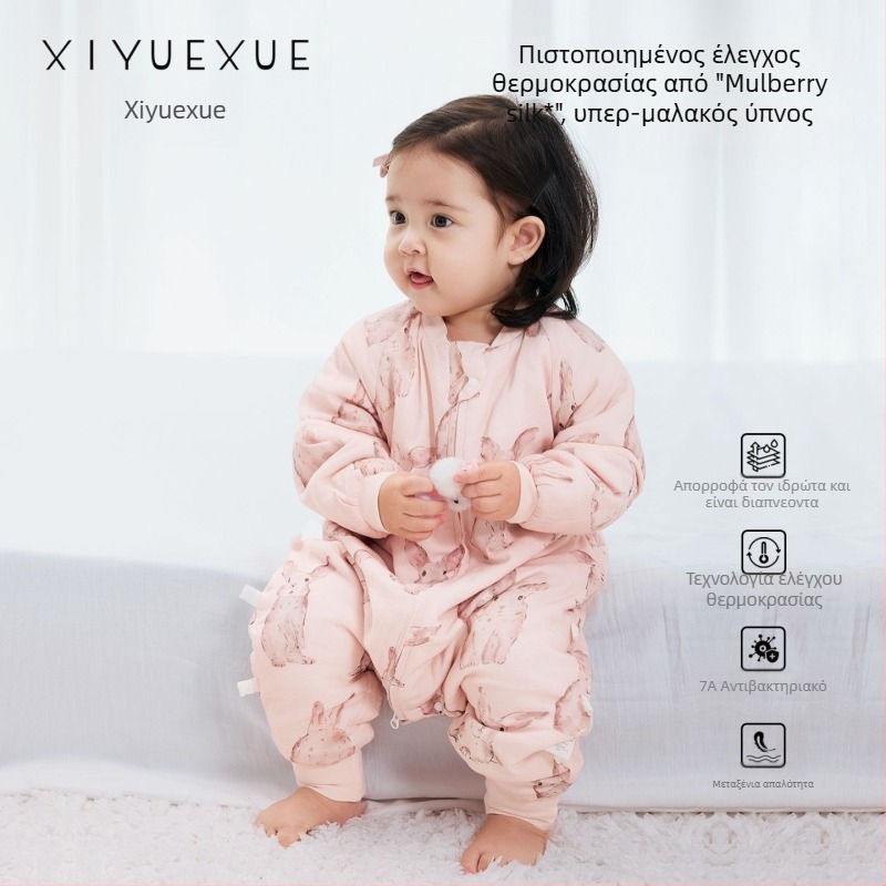 Υπνόσακος βρέφους για όλες τις εποχές, εξωτερικό ύφασμα από μπαμπού, γέμισμα από μετάξι μουριάς, κουβέρτα κατά κλωτσήματος