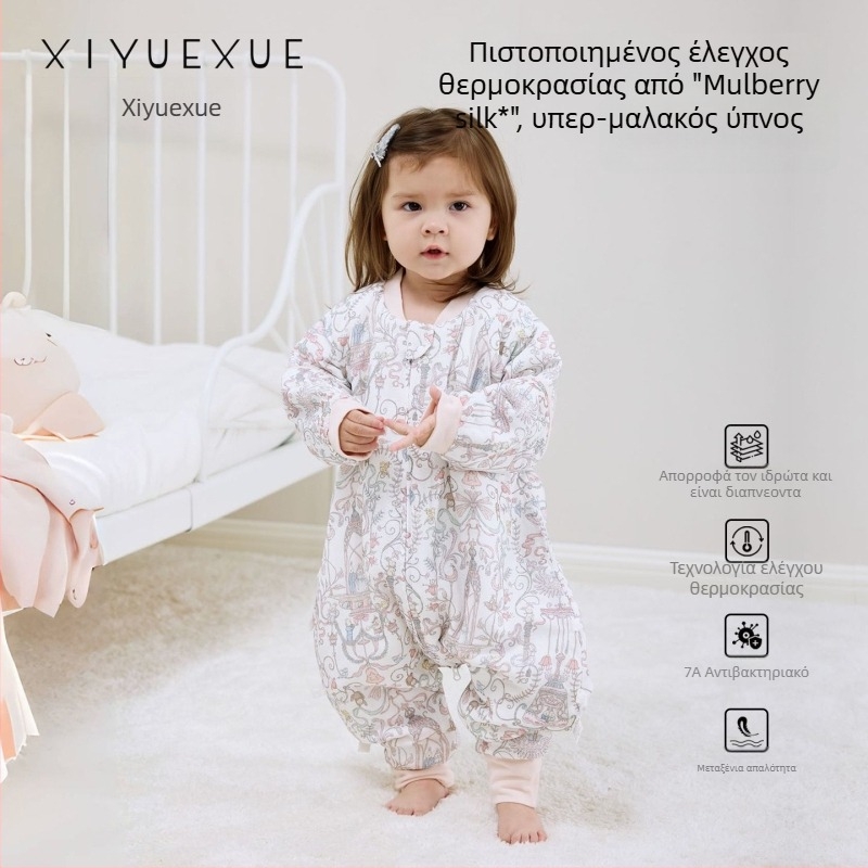 Υπνόσακος βρέφους για όλες τις εποχές, εξωτερικό ύφασμα από μπαμπού, γέμισμα από μετάξι μουριάς, κουβέρτα κατά κλωτσήματος