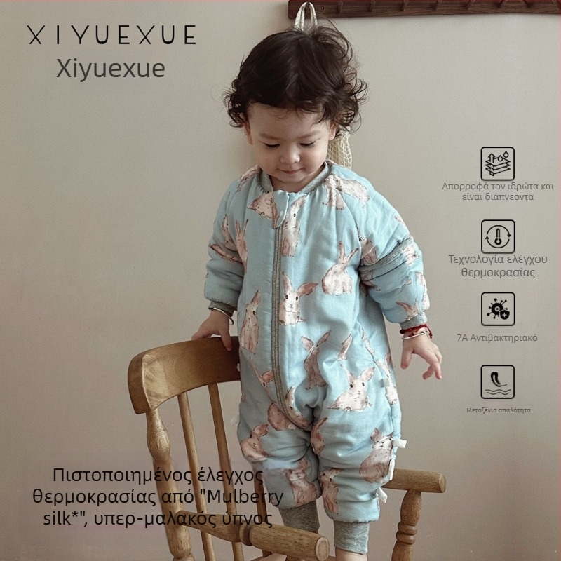 Υπνόσακος βρέφους για όλες τις εποχές, εξωτερικό ύφασμα από μπαμπού, γέμισμα από μετάξι μουριάς, κουβέρτα κατά κλωτσήματος