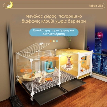 Πλαστικό κλουβί κουνελιού με τουαλέτα, cwlong-262, εισαγόμενο, εσωτερικής χρήσης, κατοικίδιο καταφύγιο