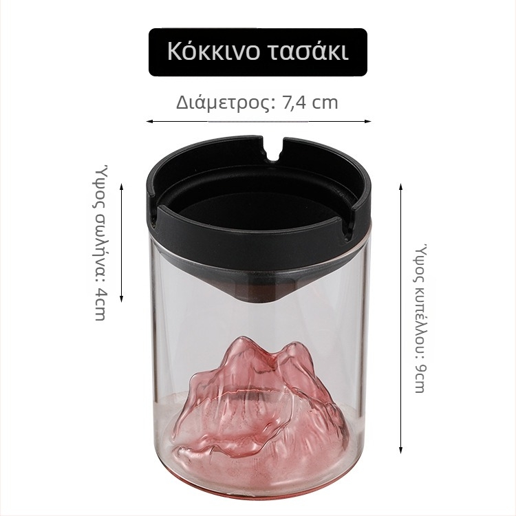 Γυάλινο σταχτοδοχείο με καπάκι, ανθεκτικό στον άνεμο – γυαλί υψηλής αντοχής, επαναχρησιμοποιήσιμο για σπίτι, γραφείο ή καφέ