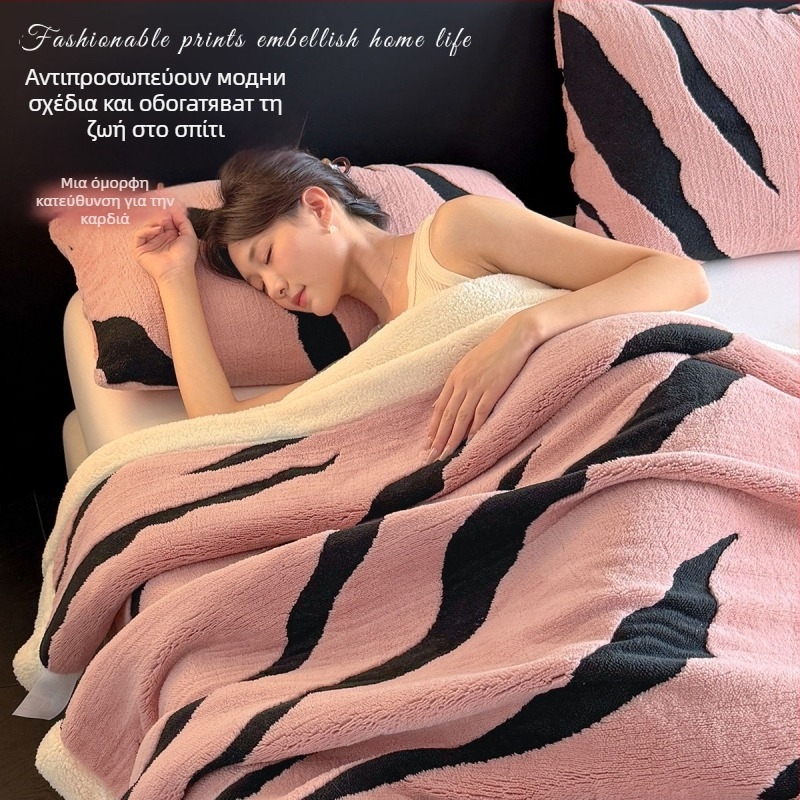 Κουβέρτα από βελούδο γάλακτος με Jacquard, διπλό στρώμα, χειμερινή ζεστασιά, για γραφείο και καναπέ