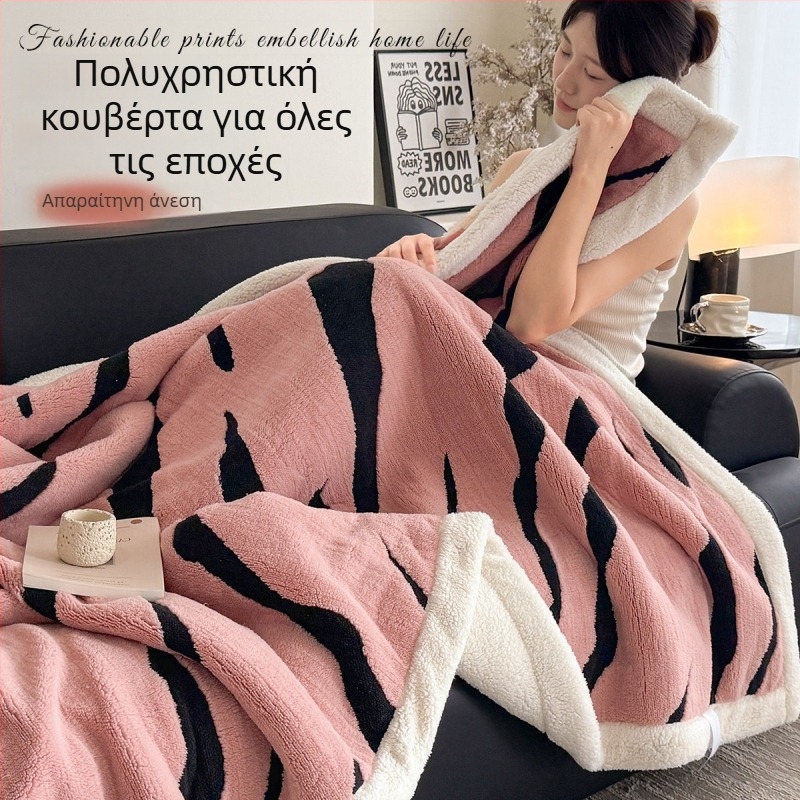 Κουβέρτα από βελούδο γάλακτος με Jacquard, διπλό στρώμα, χειμερινή ζεστασιά, για γραφείο και καναπέ