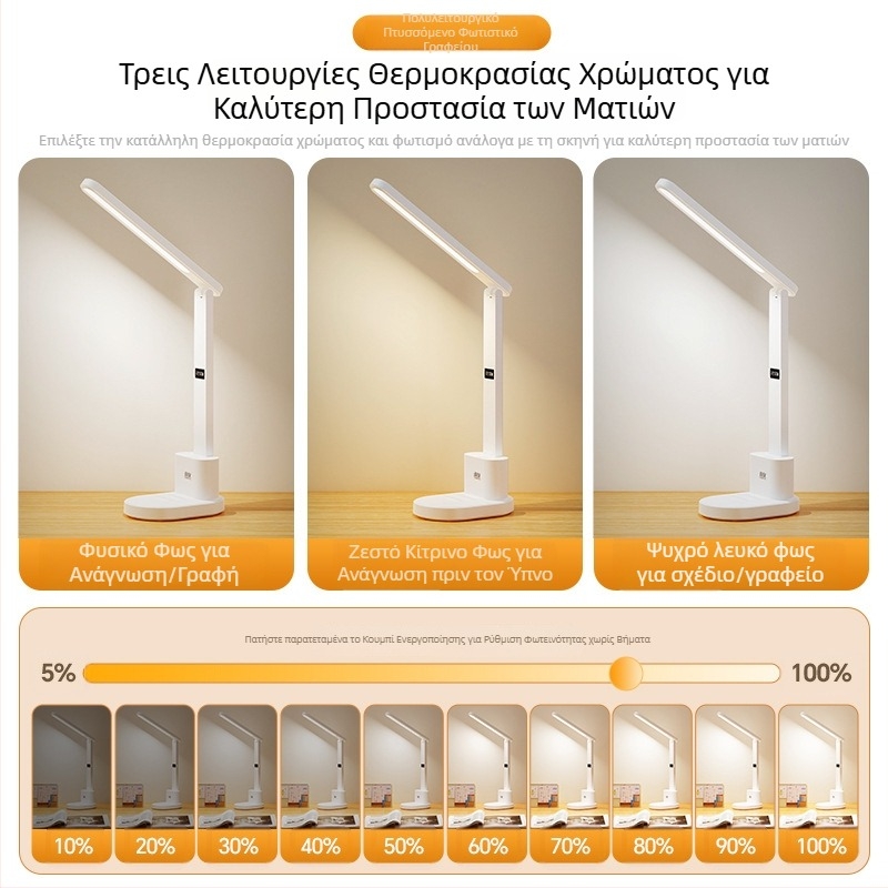 Yage λαμπα γραφείου με προστασία ματιών για μελέτη, κατάλληλη για φοιτητικό δωμάτιο, διπλής χρήσης φόρτιση USB και παροχή ρεύματος, πτυσσόμενη λάμπα ανάγνωσης δίπλα στο κρεβάτι