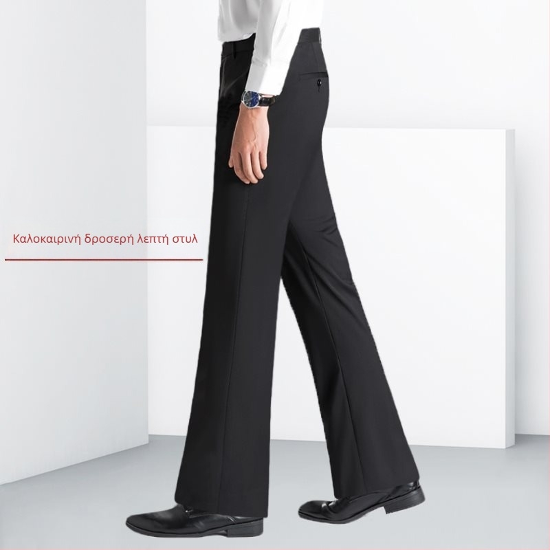 Ανδρικοί παντελόνες από λινό, ίσιο κόψιμο, επιχειρηματικό στυλ, χωρίς σιδέρωμα, διακοσμητικές ραφές quilt