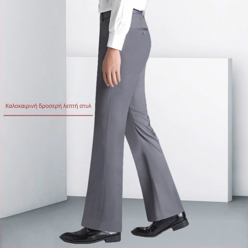 Ανδρικοί παντελόνες από λινό, ίσιο κόψιμο, επιχειρηματικό στυλ, χωρίς σιδέρωμα, διακοσμητικές ραφές quilt