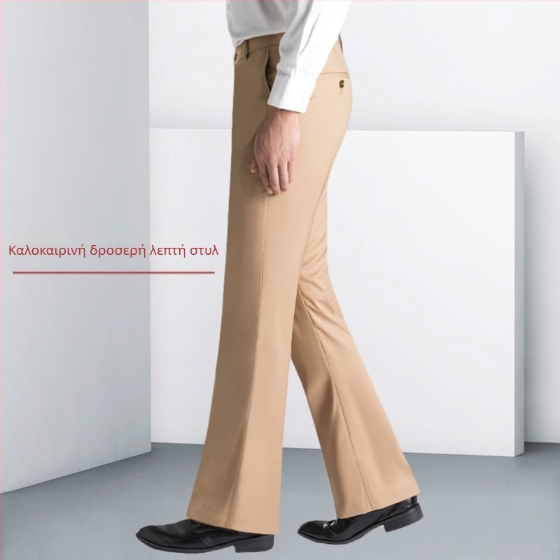 Ανδρικοί παντελόνες από λινό, ίσιο κόψιμο, επιχειρηματικό στυλ, χωρίς σιδέρωμα, διακοσμητικές ραφές quilt