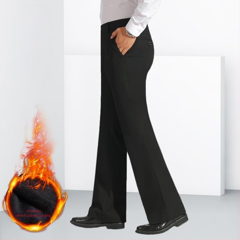 Ανδρικοί παντελόνες από λινό, ίσιο κόψιμο, επιχειρηματικό στυλ, χωρίς σιδέρωμα, διακοσμητικές ραφές quilt