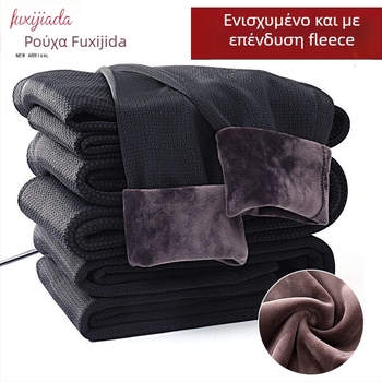 Χειμερινές αντρικές θερμικές παντελόνες με υψηλό ελαστικό ζωνάρι, εσωτερικό φλίς και παχύ ύφασμα, με στήριξη μέσης