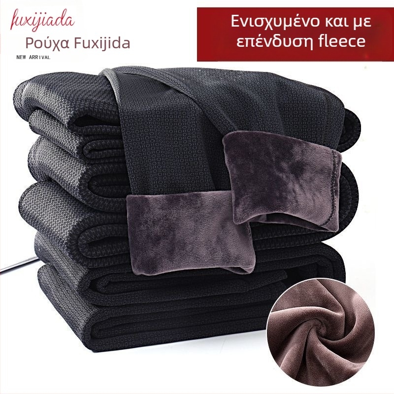Χειμερινές αντρικές θερμικές παντελόνες με υψηλό ελαστικό ζωνάρι, εσωτερικό φλίς και παχύ ύφασμα, με στήριξη μέσης