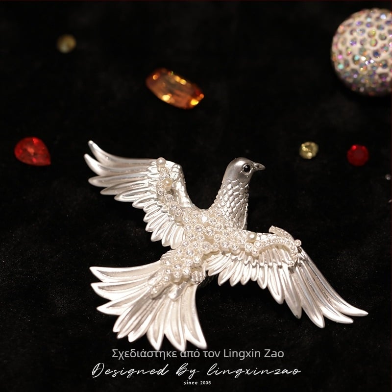 Καρφίτσα Spirit Heart Made από χαλκό — αυθεντικό ντιζάϊνερ μοντέλο περιστεριού της Ειρήνης, στυλ Dove of Peace, ηλεκτροπλατίωση, διακοσμητικό αξεσουάρ