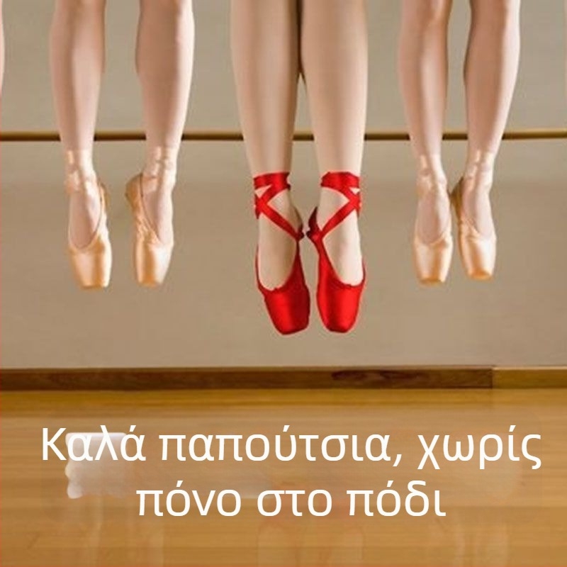 Μπαλέτα παπούτσια χορού με μυτερό δάχτυλο, κορδόνια, επάνω μέρος από Lycra, σόλα από γνήσιο δέρμα