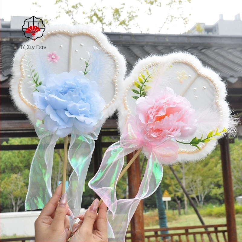 Ανεμιστήρας χειρός, κινεζικού στυλ, χειροποίητος, πλαστικός σκελετός