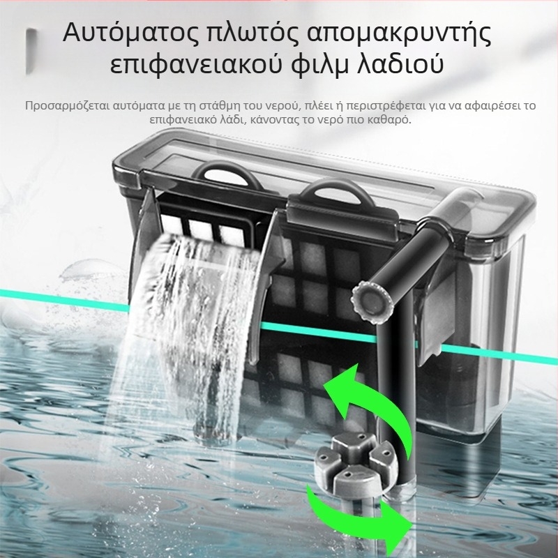 Φίλτρο εντοιχισμένο σε τοίχο για ενυδρείο με αφαίρεση λιπαντικού φιλμ, οξυγόνωση και τριών σε ένα καθαρισμό και κυκλοφορία νερού, εξωτερική συμπαγής ήσυχη αντλία τύπου καταρράκτη