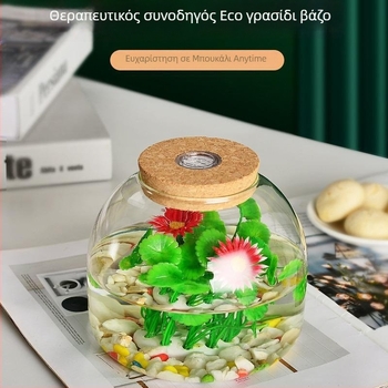 Γυάλινο μπουκάλι μικροπεριβάλλοντος με ενυδρείο και υδροπονικό φυτό, γυαλί υψηλής ποιότητας, επιτραπέζια προβολή, συσκευασία από χαρτόνι, μη εισαγόμενο