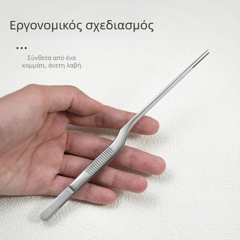 Ανοξείδωτες τσιμπίδες καθαρισμού αυτιού από ανοξείδωτο ατσάλι με σχεδιασμό πιστολοειδούς αγκώνα, αντιολισθητική λαβή και οδοντωμένες άκρες — εργαλείο αφαίρεσης κεριού από το αυτί και ξένων αντικειμένων, Little Plum