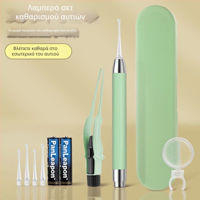 Λαμπερή παιδική κουταλιά για το αυτί με φως, ορατή και αποσπώμενο εργαλείο καθαρισμού αυτιών