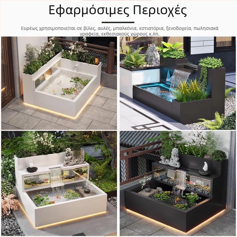 Σιντριβάνι με μία οπή — ανοξείδωτο κουτί για λουλούδια με ρέον νερό, εξωτερικό κυκλοφορούμενο υδραυλικό στοιχείο, μάρκα 304a