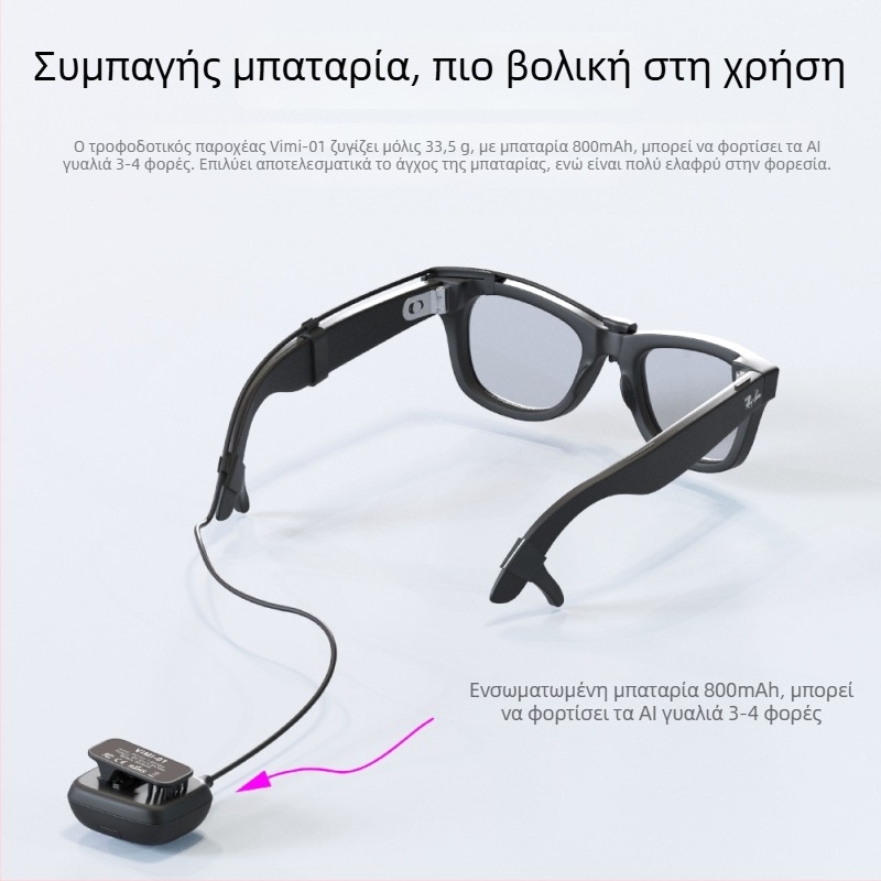Φορητή πηγή ενέργειας για τα Meta Ray-Ban Smart Glasses με USB-C διασύνδεση, ABS σώμα, MR002, 67 g