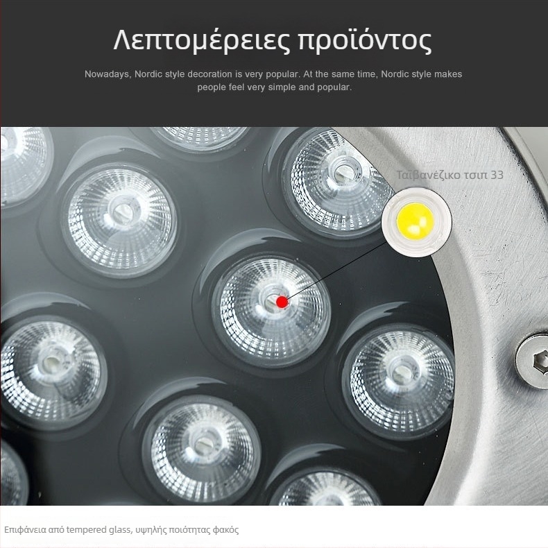 Feiyang FY-6110 Υποβρύχιο φως, ανοξείδωτο ατσάλι, RGB, 18W, IP68, δέσμη 180°