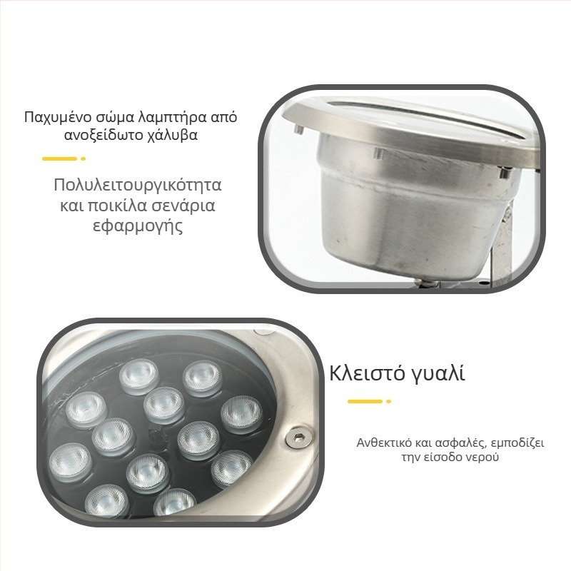 Feiyang FY-6110 Υποβρύχιο φως, ανοξείδωτο ατσάλι, RGB, 18W, IP68, δέσμη 180°