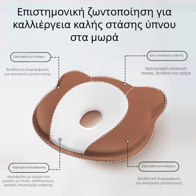 Μωρό μαξιλάρι από αφρό μνήμης για διόρθωση του σχήματος κεφαλής νεογέννητου — σχήμα αρκουδάκι ή αυλάκι