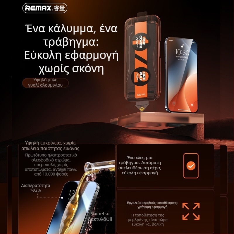 Remax προστατευτικό οθόνης από θερμοσκληρό γυαλί, εμπρόσθιο, Es-01/Es-02, HD ευκρίνεια, για iPhone