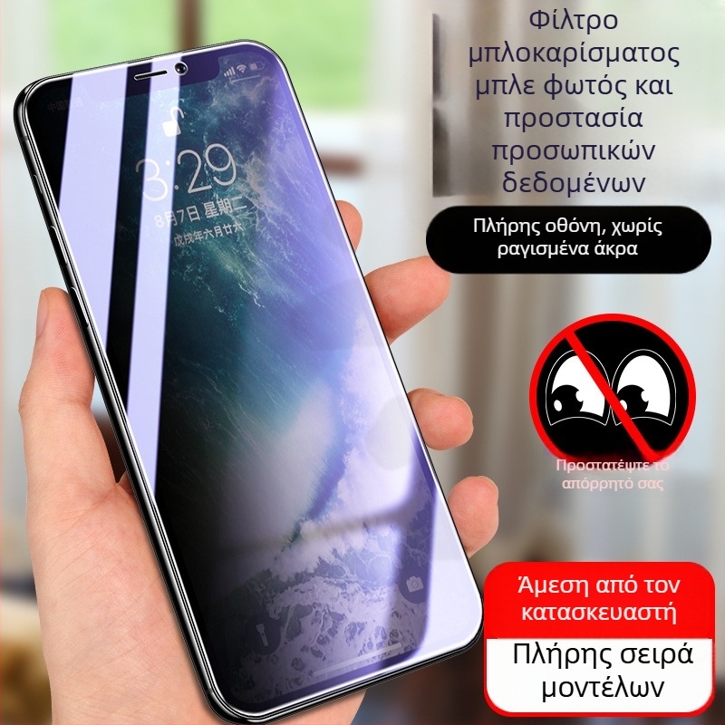 Προστατευτικό οθόνης από κρύσταλλο για iPhone 14 Pro Max – Αντικατασκοπευτικό, Αντι-μπλε φως, Πλήρης κάλυψη οθόνης