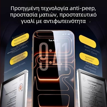 Pingsheng Anti-κατασκοπευτικό γυάλινο προστατευτικό μπροστινού οθόνης για iPhone 15–17 – HD, πλήρης οθόνη