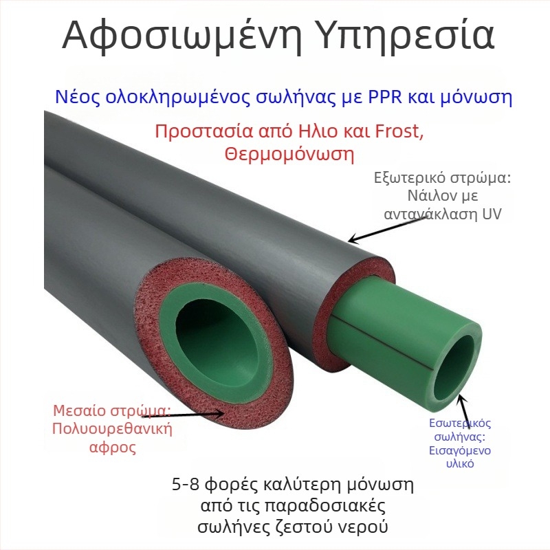 YFT PPR μονωμένος ενσωματωμένος σωλήνας με πολυουρεθανικό αφρό, τριών επιπέδων σύνθετο, UV προστασία, μοντέλο 20-63
