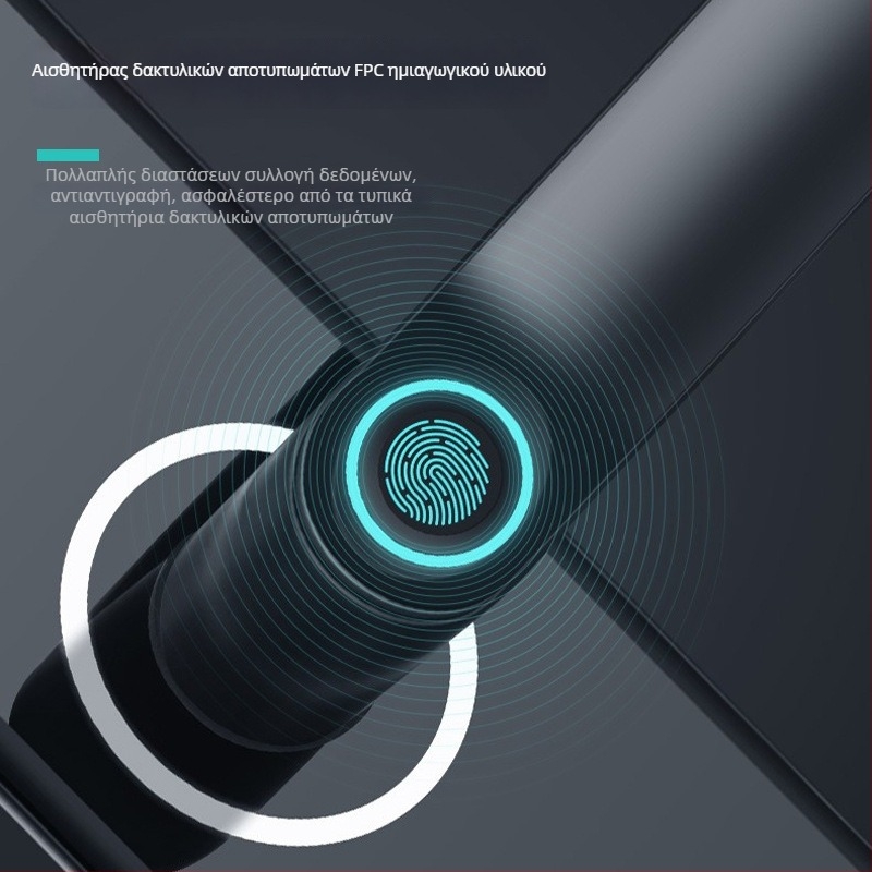 Ημι-αυτόματη Έξυπνη Κλειδαριά Ασφαλείας για Πόρτα Εισόδου — 100 αποτυπώματα, >20.000 ξεκλειδώσεις, χρόνος σάρωσης <0.1 s, ποσοστό ψευδούς αναγνώρισης <0.1%, παροχή DC