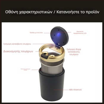 Τασάκι αυτοκινήτου, κατασκευή από πλαστικό, μοντέλο 042, μάρκα Bosheng, βάρος 118 g, διαδικασία παραγωγής: τήξη