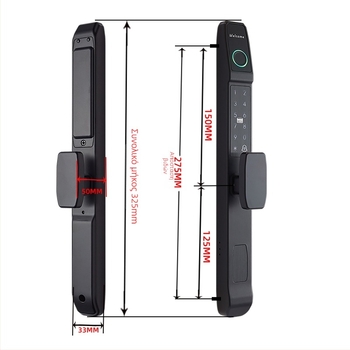 Κλειδί πόρτας με δακτυλικό αποτύπωμα H33 – Αδιάβροχο ηλεκτρονικό κλείδωμα για στενές και συρόμενες πόρτες; Χρόνος σάρωσης <0,5 s; Πάχος πόρτας 2,5 cm ή μεγαλύτερο; Ζωής 2.000.000 κύκλοι; Τροφοδοσία DC.