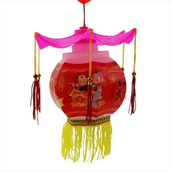 Εξάγωνο LED φανάρι με μοτίβο λωτού, φωτεινό και μουσικό, πλαστικό φορητό φανάρι για παιδιά άνω των 14 ετών