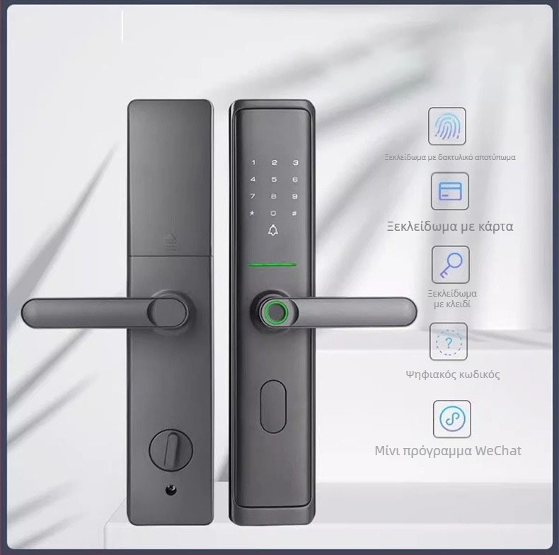 KEHONG Έξυπνο κλειδαριά πόρτας με βιομετρικό αποτύπωμα και κωδικό – για πόρτες εισόδου, κατοικίες και ξενοδοχεία; αποθήκευση 100 αποτυπωμάτων, πάνω от 1.000.000 ξεκλειδώματα, σάρωση σε 0,7 s, παροχή DC, εύρος θερμοκρασίας -25 έως 70°C