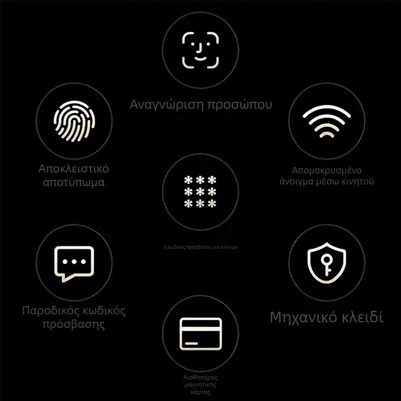 Έξυπνο κλείδωμα πόρτας με φλέβα παλάμης, αποτυπώματα και 3D αναγνώριση προσώπου, απομακρυσμένο ξεκλείδωμα (βιομετρικά στοιχεία φλέβας παλάμης; δακτυλικό αποτύπωμα; 3D αναγνώριση προσώπου; DC τροφοδοσία)