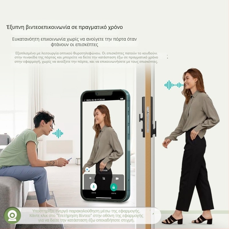 Έξυπνο κλείδωμα πόρτας με φλέβα παλάμης και αναγνώριση προσώπου 3D, αυθεντικοποίηση με κωδικό και βιομετρικό αποτύπωμα, μοντέλο D11, κράμα αλουμινίου, 100 αποτυπώματα, 99 προσώπων, σάρωση κάτω από 1s