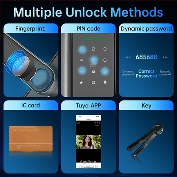Έξυπνη κλειδαριά πόρτας ξενοδοχείου/διαμερίσματος με ανάγνωση δακτυλικού αποτυπώματος και πρόσβαση με κάρτα, PIN, δυναμικό κωδικό και IC κάρτα (Tuya 2.4G WiFi, μοντέλο Td-w6-b, mortise 5050/6068/6072/6085)