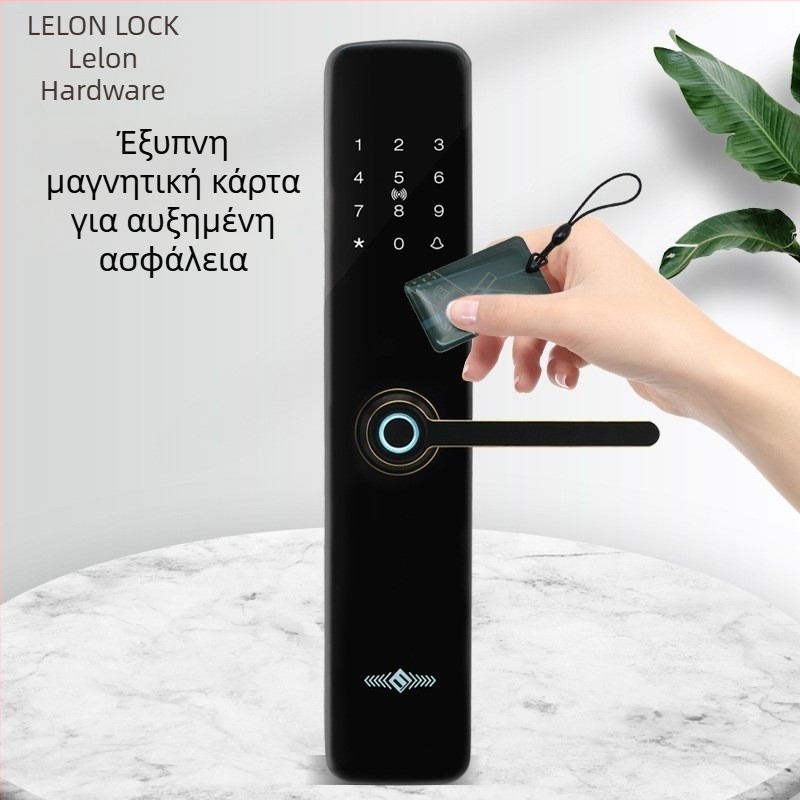 Έξυπνο λουκέτο πόρτας με αναγνώριση δακτυλικού αποτυπώματος για εσωτερικές ξύλινες πόρτες – προστασία από κλοπή, 50 αποτυπώματα, πολλοί τρόποι unlock (δακτυλικό, κωδικός, κάρτα, κλειδί, εφαρμογή), άνοιγμα με ένα άγγιγμα