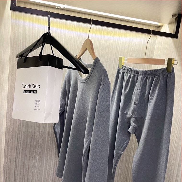 Ανδρικό σετ θερμικού εσωρούχου με επένδυση fleece, ζεστό βασικό ρούχο για τον χειμώνα, στενή γραμμή