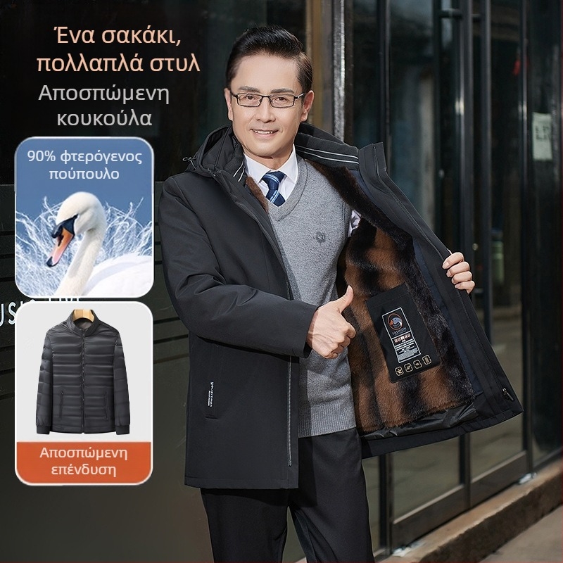 Πουπουλένιο μπουφάν με αποσπώμενη εσωτερική επένδυση – ακρυλικό εξωτερικό ύφασμα, εξαιρετικά παχύ 501–600 g/m², θερμική επένδυση, διατηρεί τη ζεστασιά