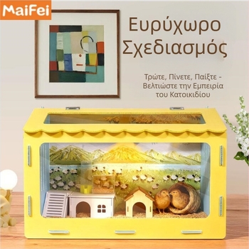 Πανοραμικό κλουβί για χάμστερ με αποσπώμενο ασφαλές φωλί — κατάλληλο για όλες τις εποχές, μικρά κατοικίδια; προέλευση Yiwu; υλικό: Άλλο; μάρκα: Άλλο