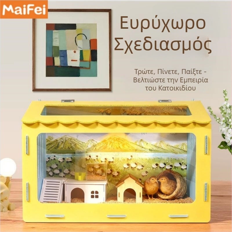 Πανοραμικό κλουβί για χάμστερ με αποσπώμενο ασφαλές φωλί — κατάλληλο για όλες τις εποχές, μικρά κατοικίδια; προέλευση Yiwu; υλικό: Άλλο; μάρκα: Άλλο