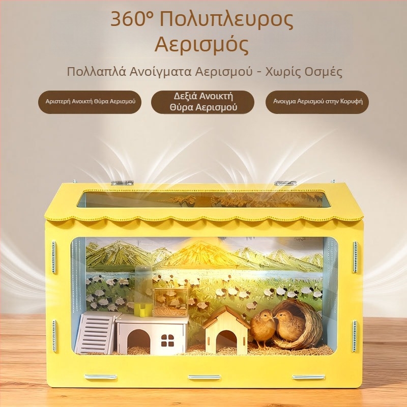 Πανοραμικό κλουβί για χάμστερ με αποσπώμενο ασφαλές φωλί — κατάλληλο για όλες τις εποχές, μικρά κατοικίδια; προέλευση Yiwu; υλικό: Άλλο; μάρκα: Άλλο