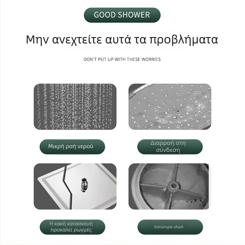 Κυκλική κεφαλή ντους με κορυφαίο ψεκασμό, ABS, ηλεκτροπλατινωμένο φινίρισμα, σετ ντους, εγκατάσταση σε τοίχο, μοντέλο AY24-2